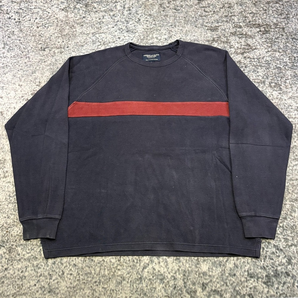 VTG Y2K American Eagle Outfitters Crewneck Sweatshirt Striped Medium Blue Red